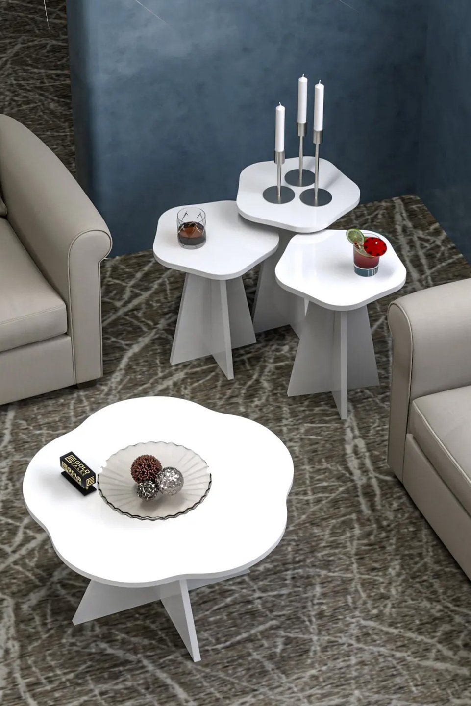 Çiçek Set tavolino da salotto e tavolini a nido 7