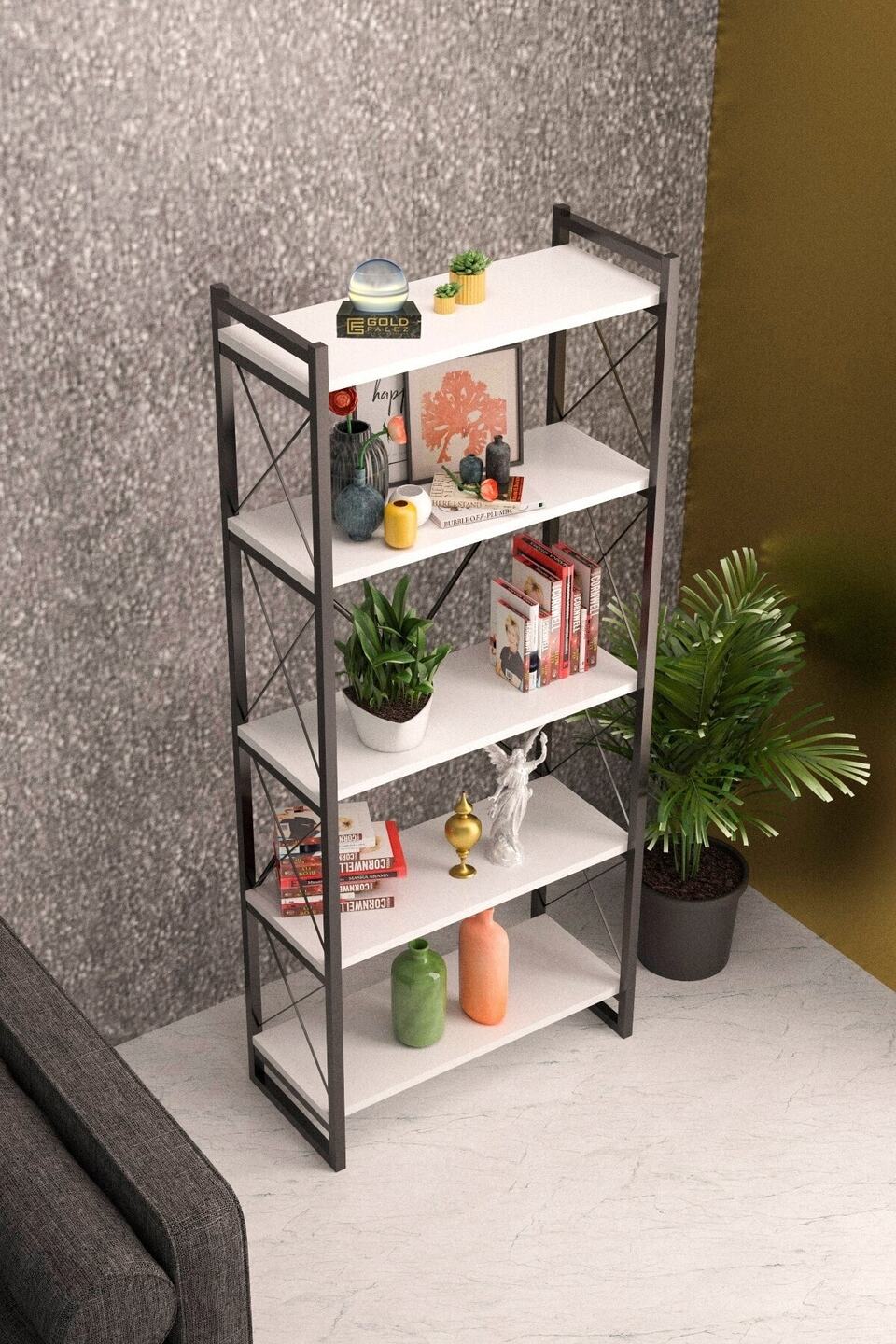 Metalen boekenkast met 5 planken 2